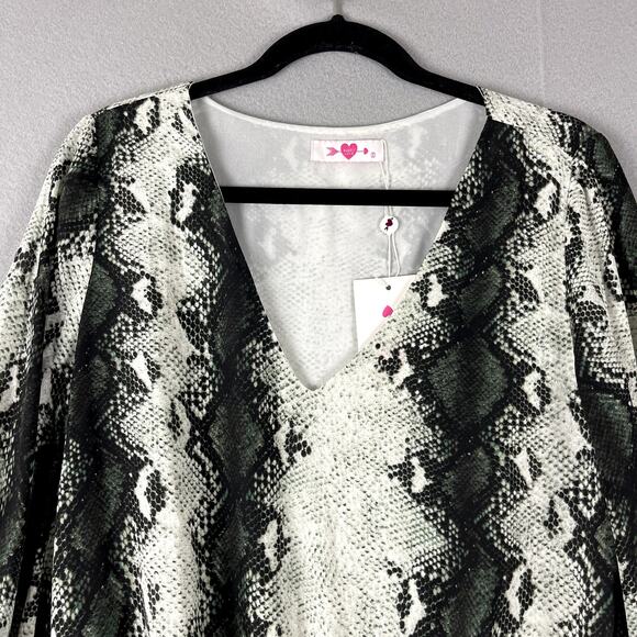 Buddy Love Jackie Snake Print Bodysuit Womens Small Gray Balloon Long Sleeve NWT - Picture 2 of 14